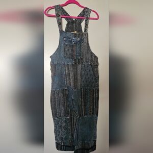 Patchwork Denim Boho Overalls